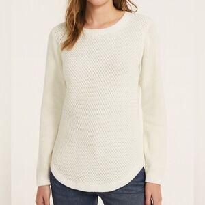 New Lety & Me Josey Elbow Patch Knit White Women’s Preppy Chic Sweaters Sz XL